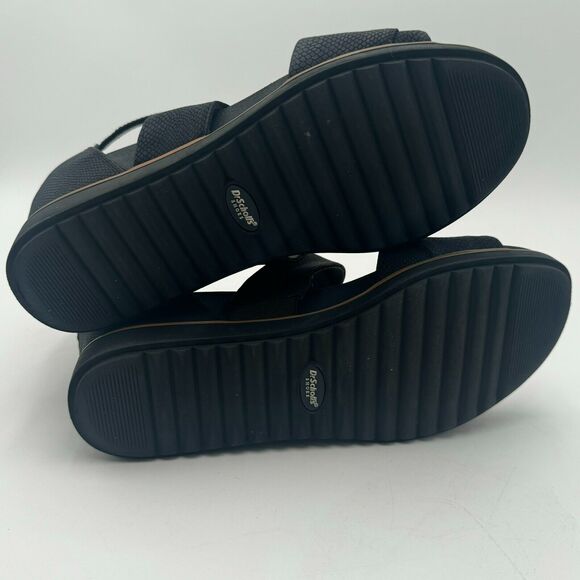 DR SCHOLLS | Women's 7.5 Black Snake 1" Platform Golden Hour Wedge Heeled Sandal - Picture 5 of 8